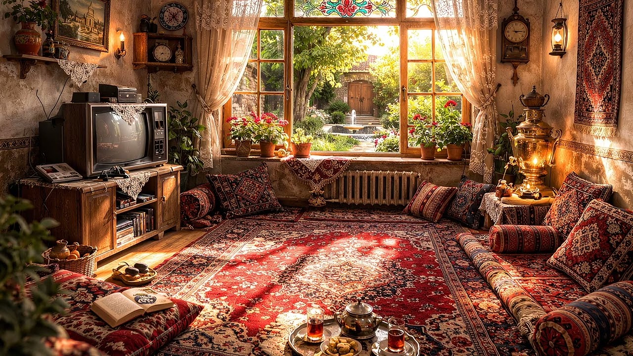 Cozy Persian Home Ambience with Relaxing Music (1 Hour) | موسیقی آرامش‌بخش در خانه و حیاط ایران قدیم