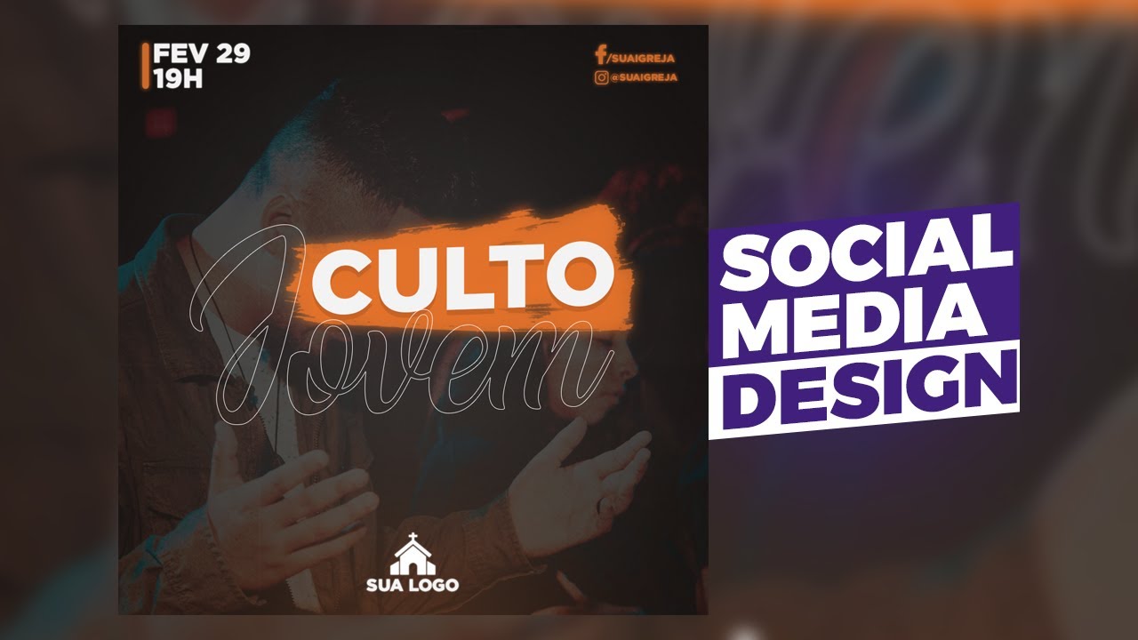 Como criar arte SOCIAL MEDIA para IGREJAS | Tutorial Photoshop