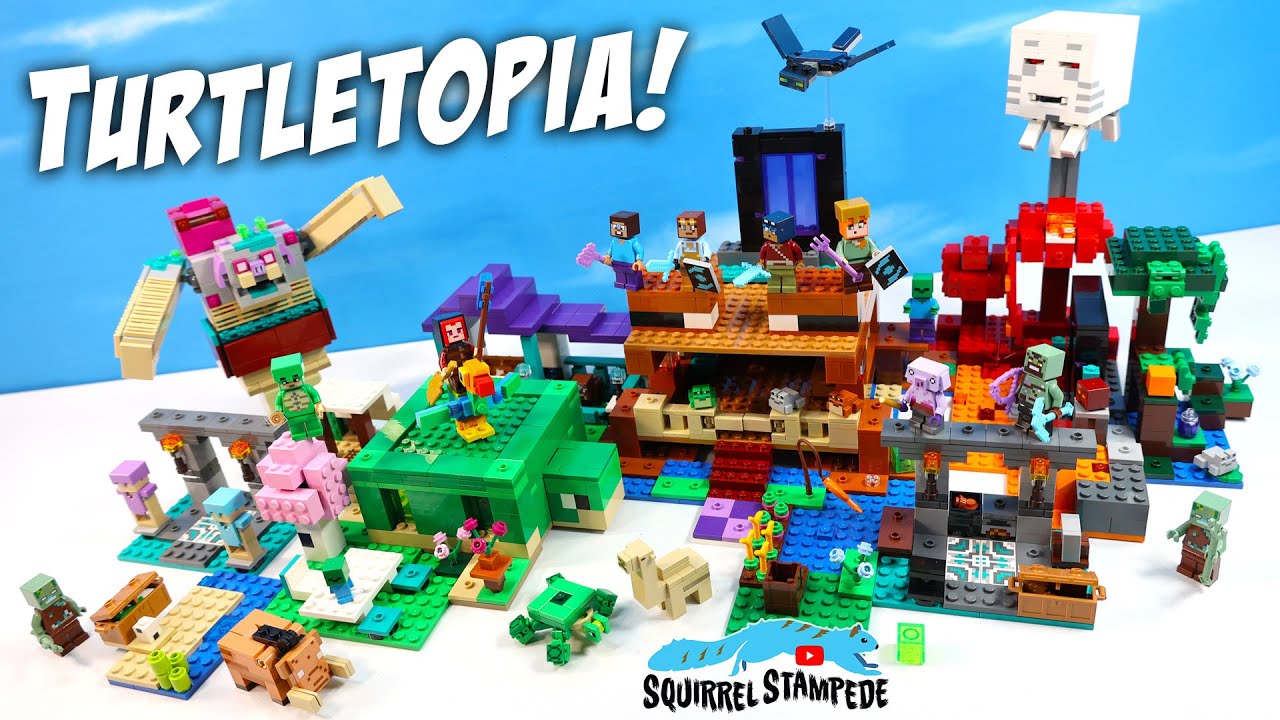 All LEGO Minecraft January 2024 Set Builds Turtle Sanctuary Nether Armory Review!
