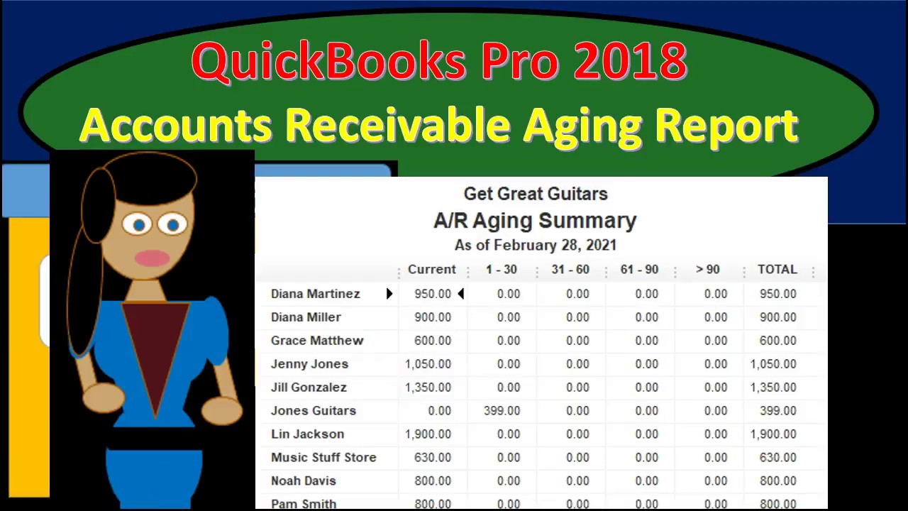 QuickBooks Pro 2018 Accounts Receivable Aging Report