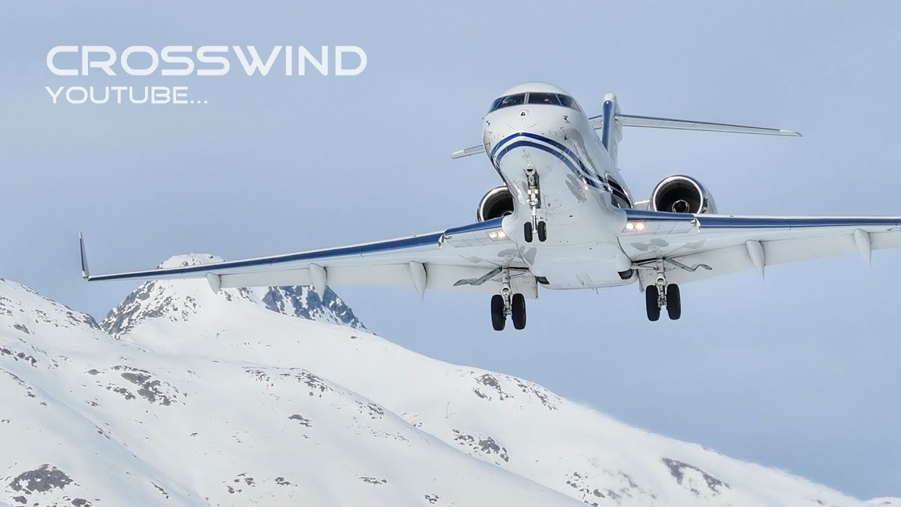Bombardier Global Express | LANDING & TAKEOFF | Engadin Airport 23.02.2025 #GLEX