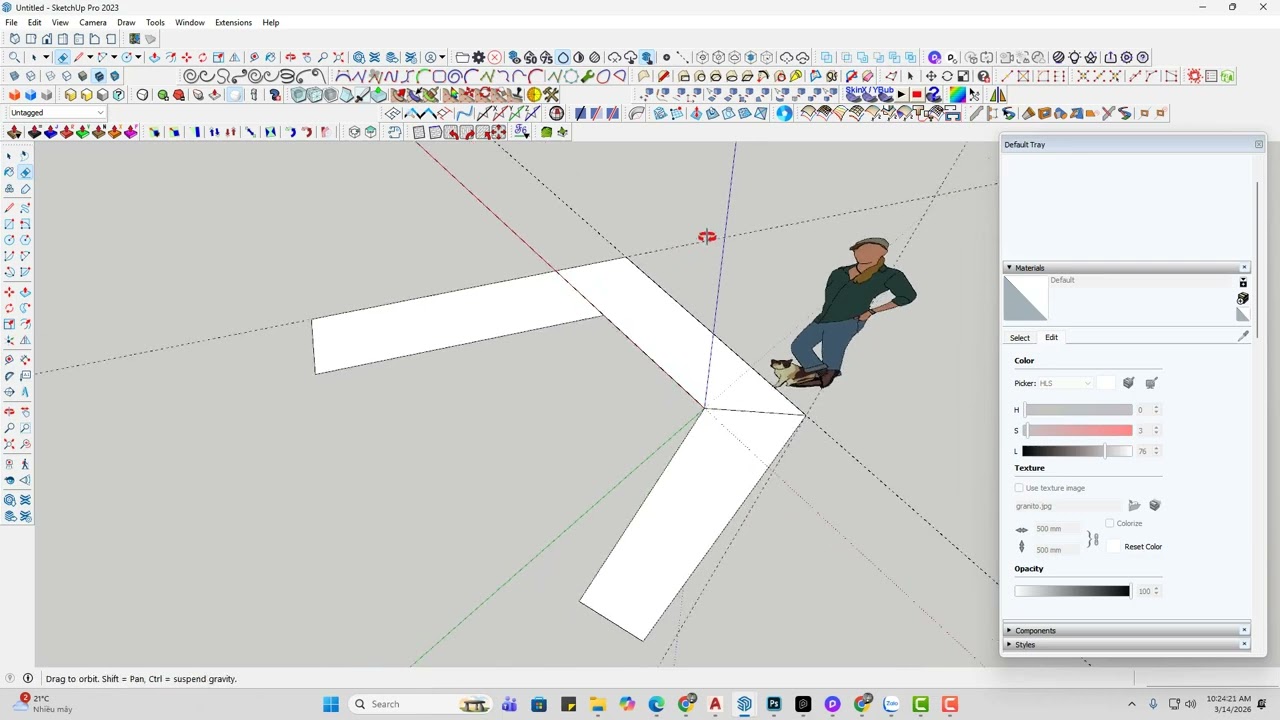 Modeling a zigzag bench