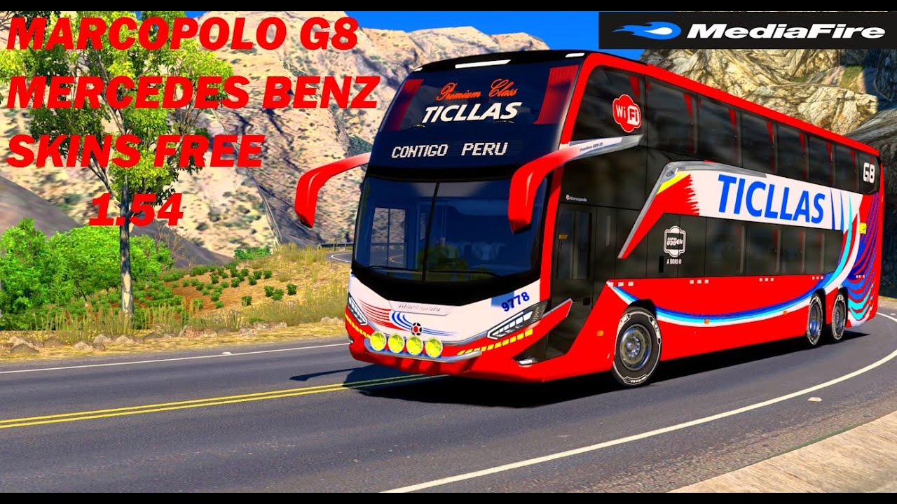 MOD FREE 1.54 MARCOPOLO G8 MERCEDES BENZ SKINS PERUANOS