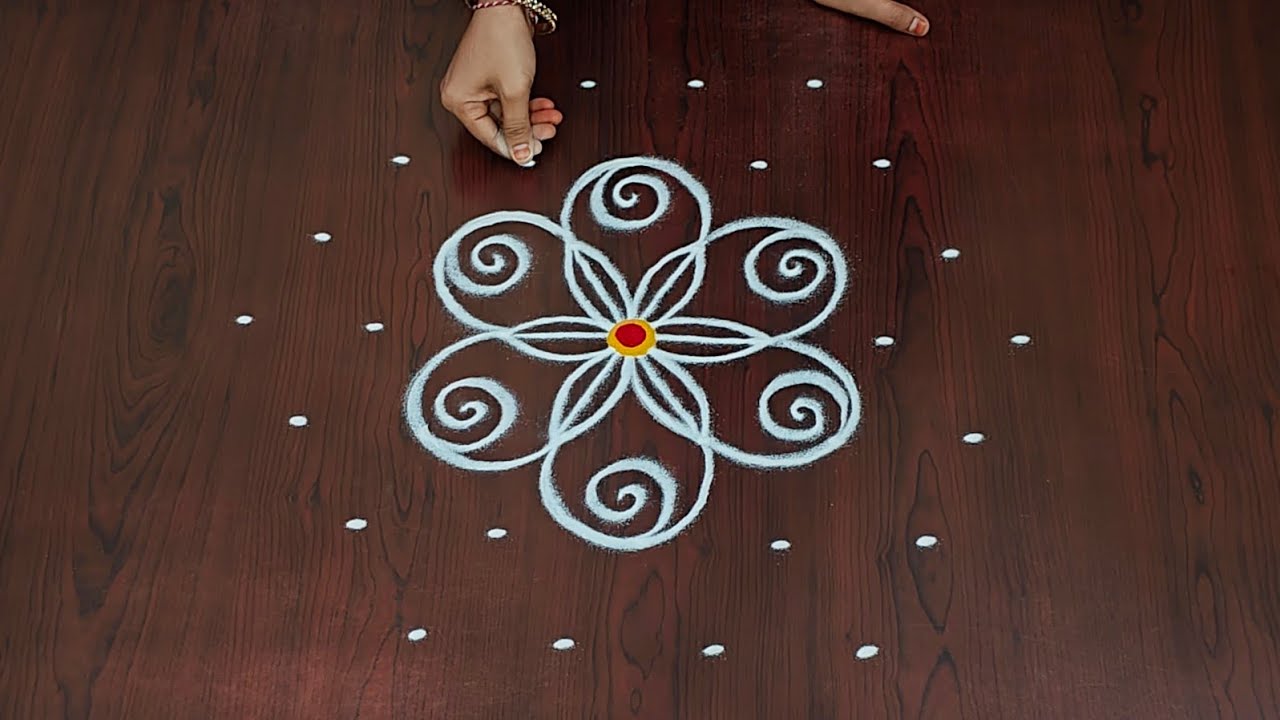 7&times;4dots easy rangoli|daily muggulu|thipkyanchi,festival rangoli|traditional rangoli#Rang Kaa Rangoli