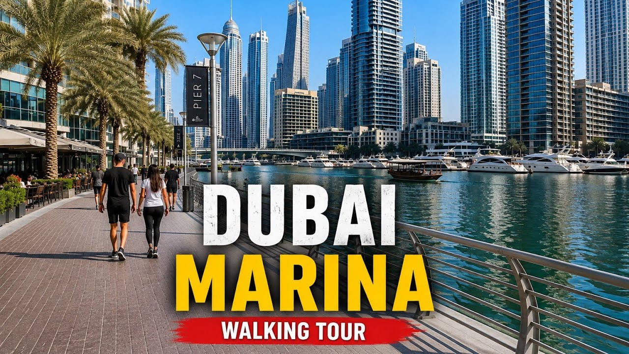 Dubai Marina Walking Tour 🇦🇪 | Marina Walk, Waterfront & Skyline | Dubai 4K