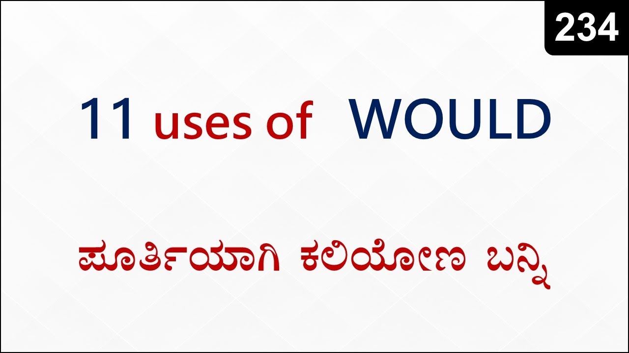 ALL uses of WOULD in English (100% clear) Spoken English - 234
