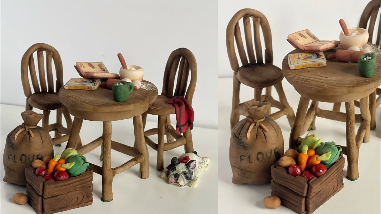 Fondant Table and Chair cake toppers| Miniature furniture cake toppers| Dollhouse furniture tutorial
