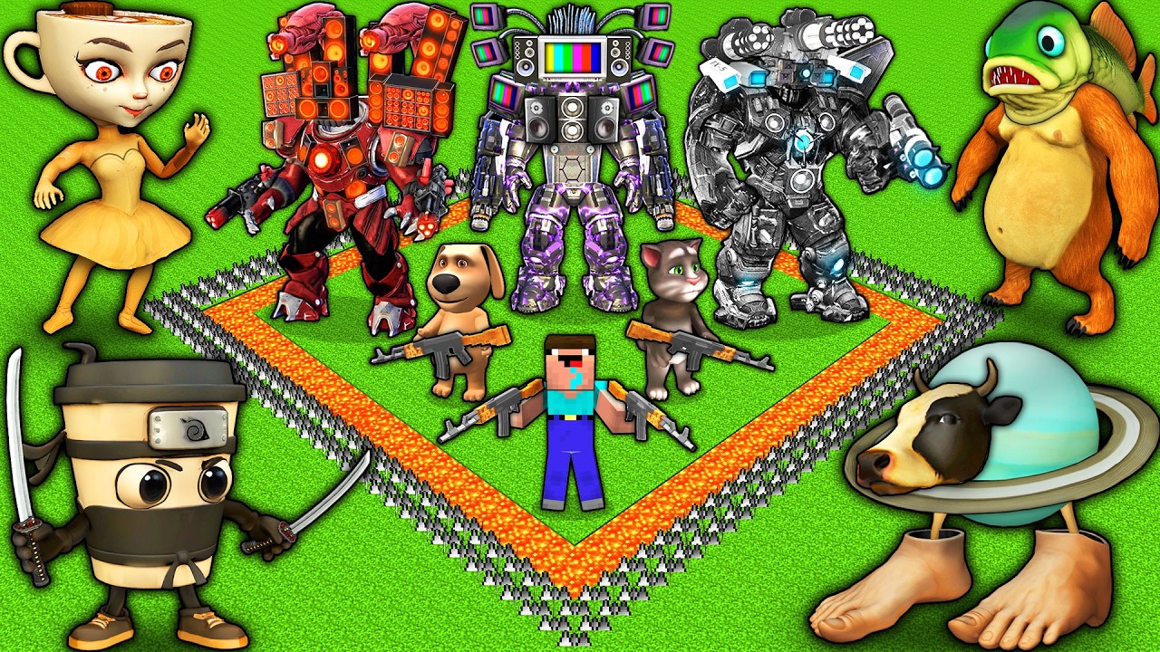 SURVIVAL BASE of TV TITAN vs BALLERINA CAPPUCCINA and VACCA SATURNO SATURNITA in MINECRAFT animation