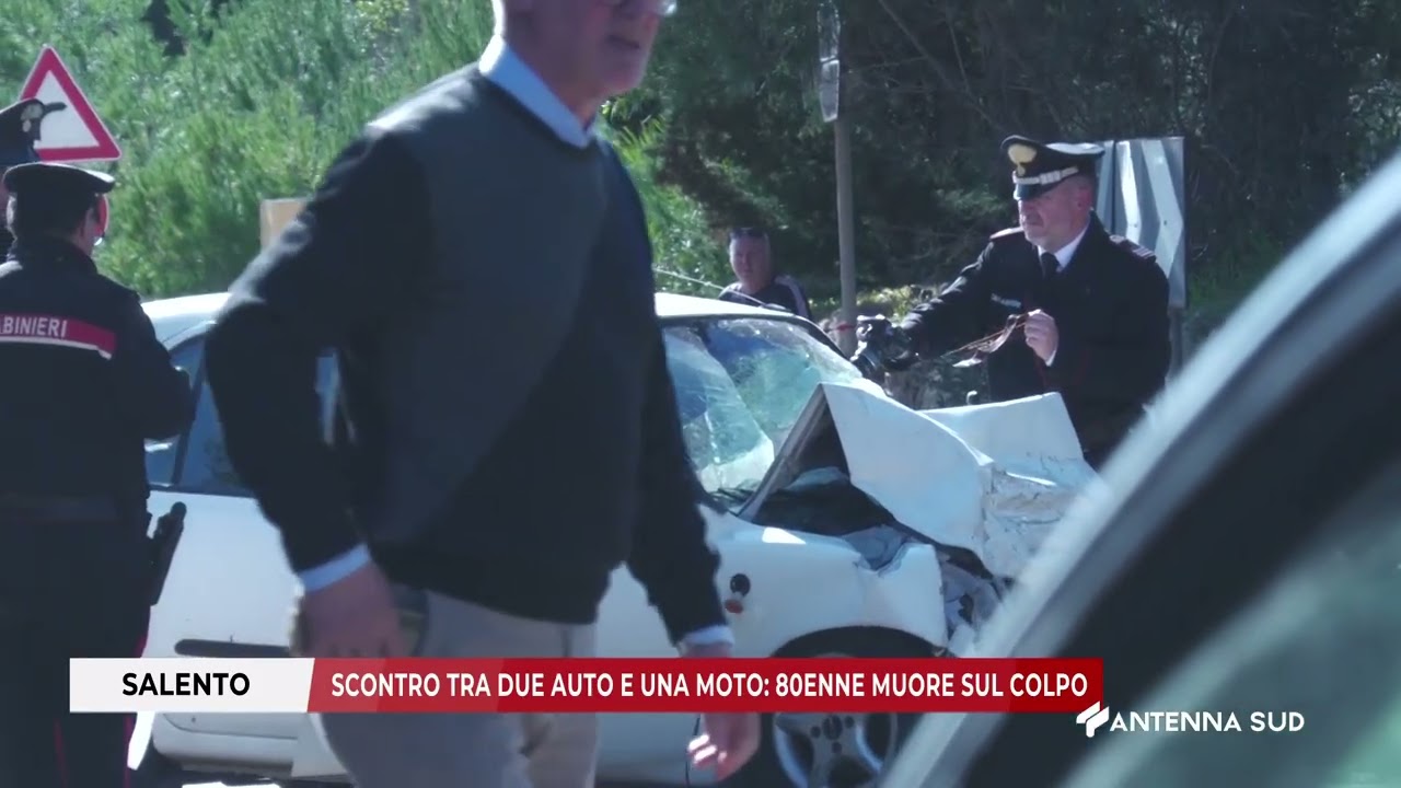 26 FEBBRAIO 2026 - SALENTO - SCONTRO TRA DUE AUTO E UNA MOTO 80ENNE MUORE SUL COLPO