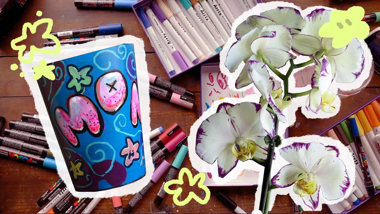 Painting my Orchid's New Home - Acrylic Marker Painting