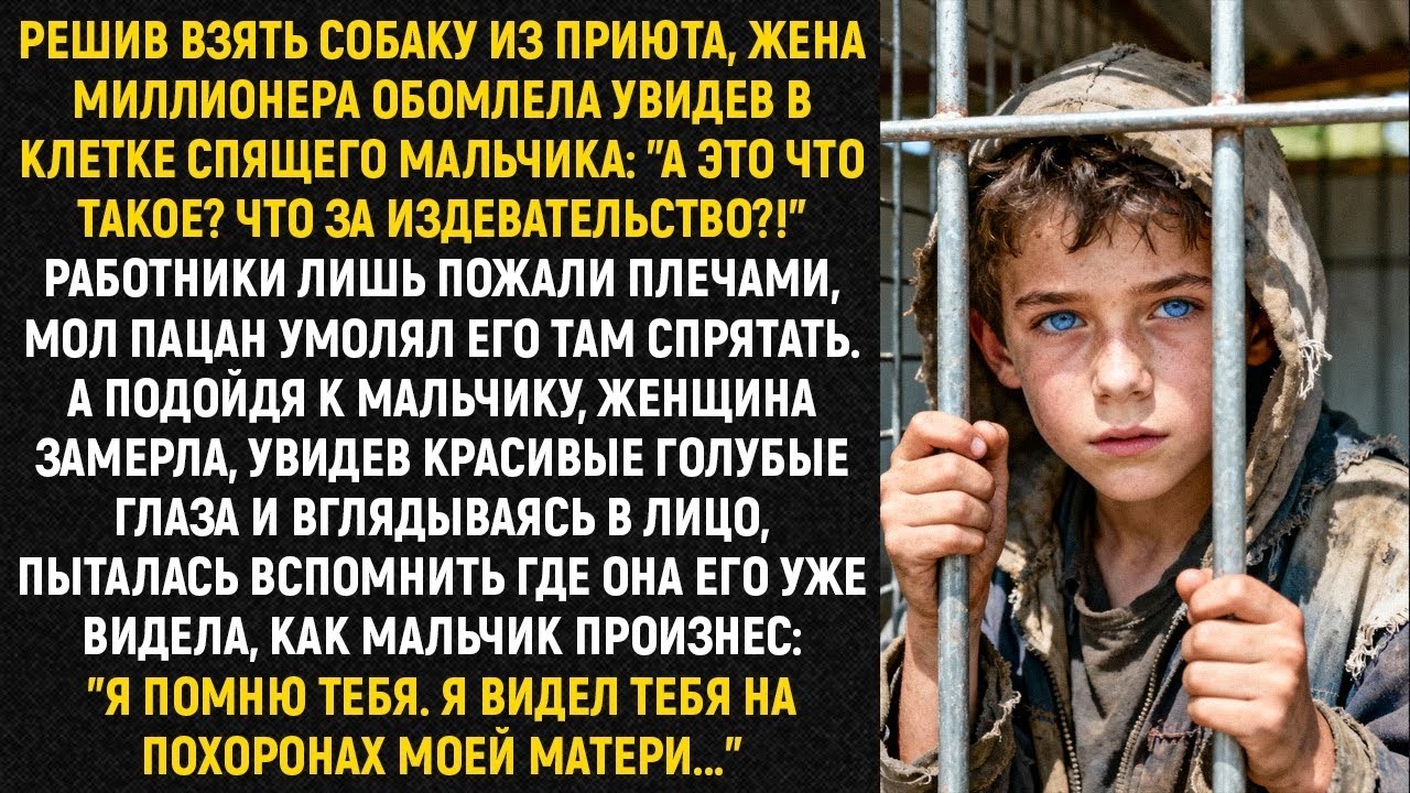 Решив взять собаку из приюта , жена миллионера обомлела увидев в клетке спящего мальчика