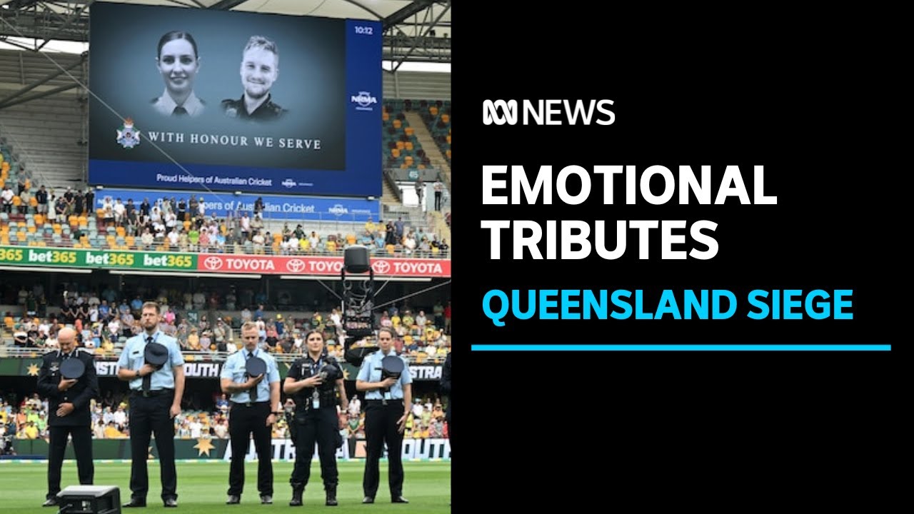 Emotional tribute at The Gabba for slain police officers | ABC News