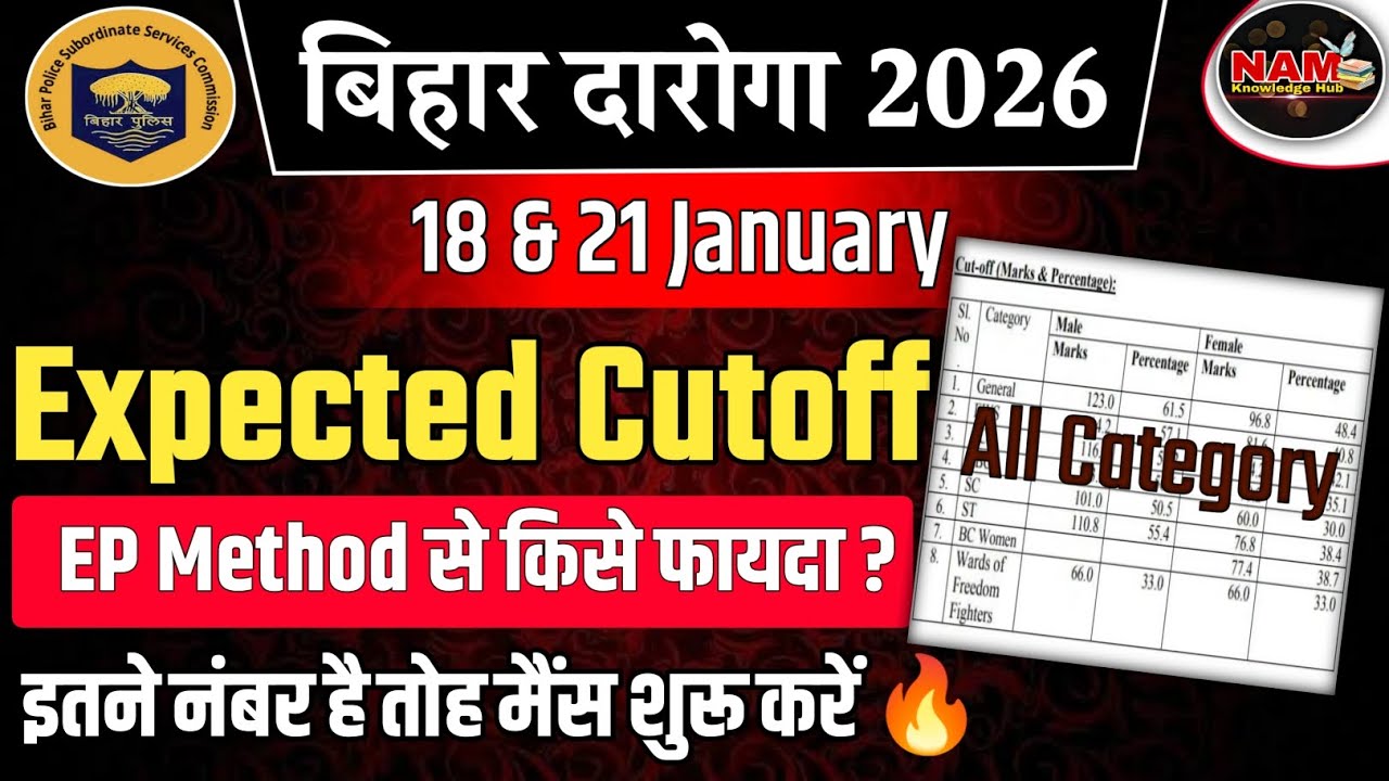 BIHAR DAROGA CUTOFF 2026 | BIHAR DAROGA EXPECTED CUTOFF 2025 | इससे ज्यादा नहीं जाएगा 🔥