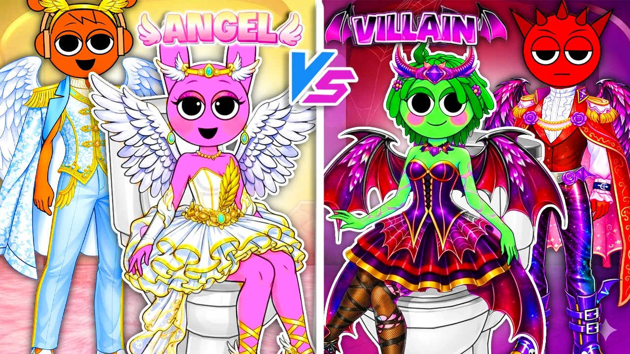 Angel Couple VS Villain Couple — Heaven vs Hell Fashion War! | DIY Fashion Sprunki Paper Doll