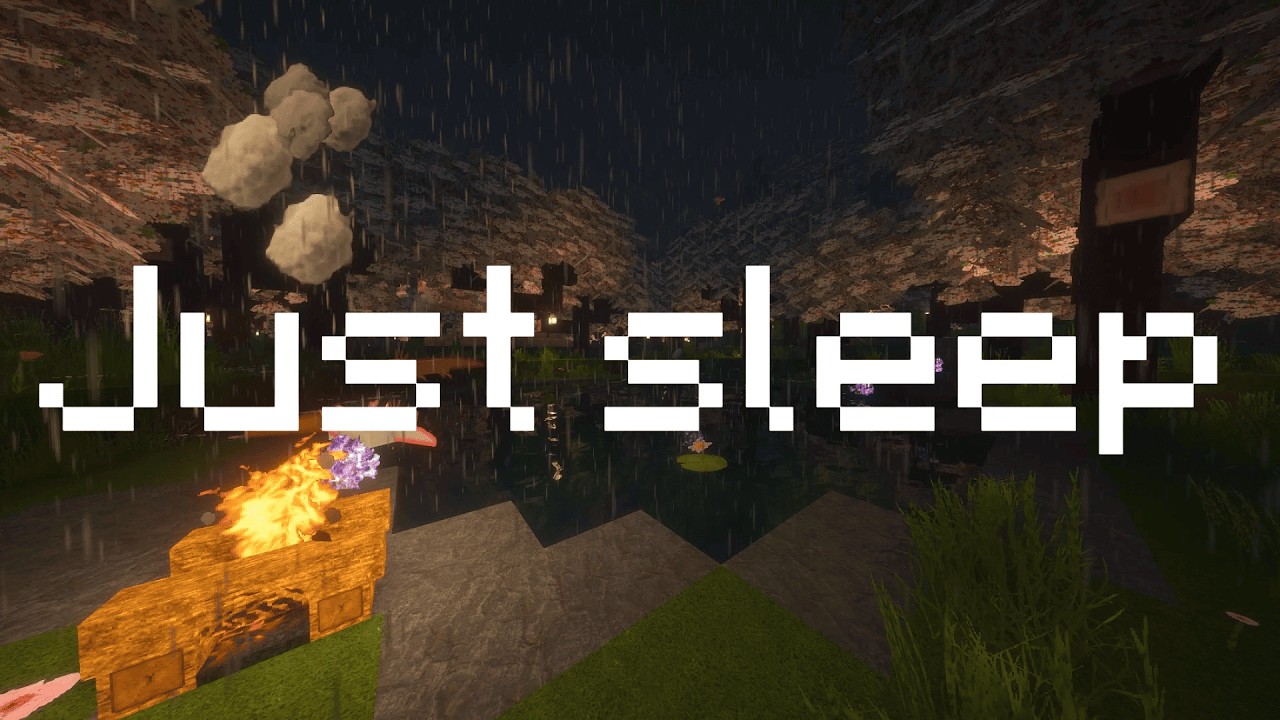 Just fall asleep to these sounds (minecraft music, rain & bonfire)