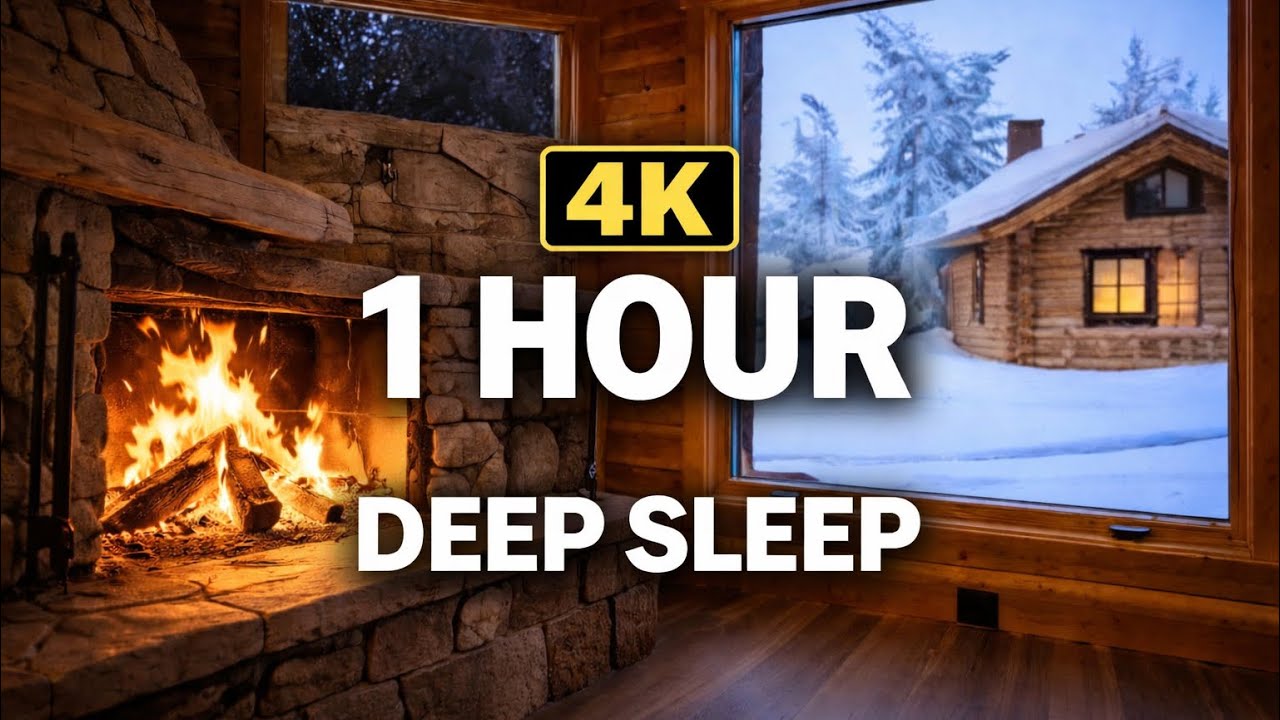 Kar Manzarası Eşliğinde Şömine 🔥 1 Saat 4K | Winter Fireplace Ambience#şöminesesi #yotube #youtube 