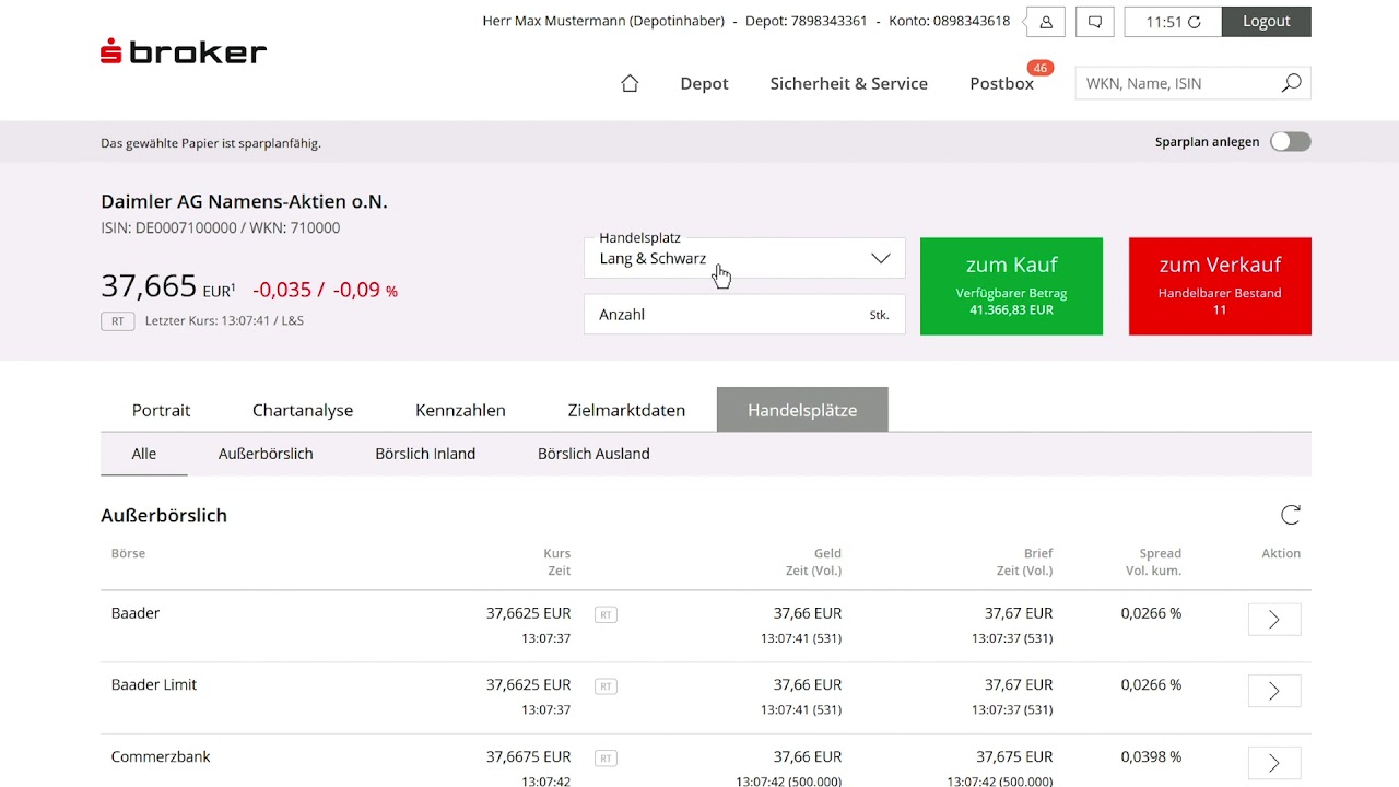 DepotPlus Handelsplattform - Direkthandelsorder