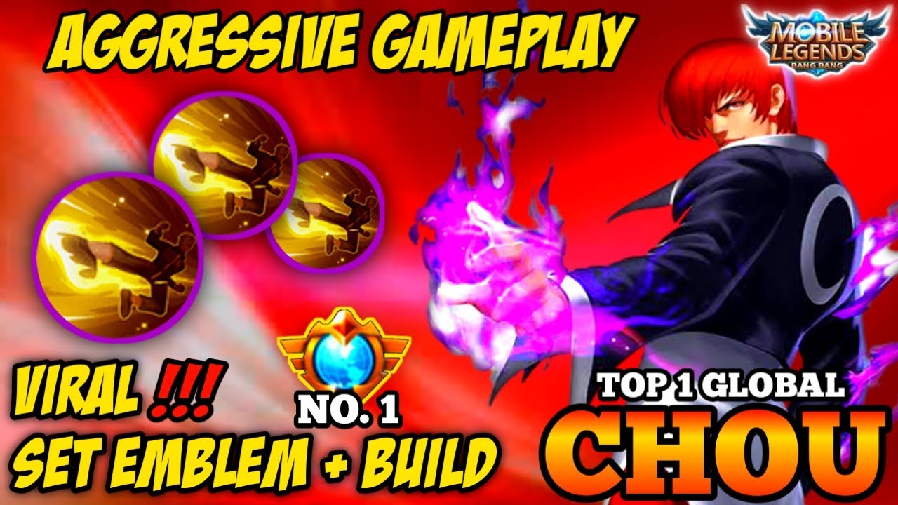 CHOU TOP 1 GLOBAL MONTAGE FREESTYLE 😱 + SET EMBLEM & BUILD❗| AGGRESSIVE GAMEPLAY #mobilelegends