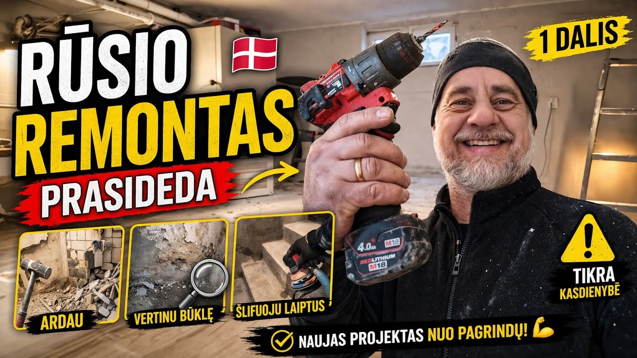 RŪSIO REMONTO PRADŽIA 🇩🇰 | Ardau, vertinu būklę ir šlifuoju laiptus (1 dalis ) 
