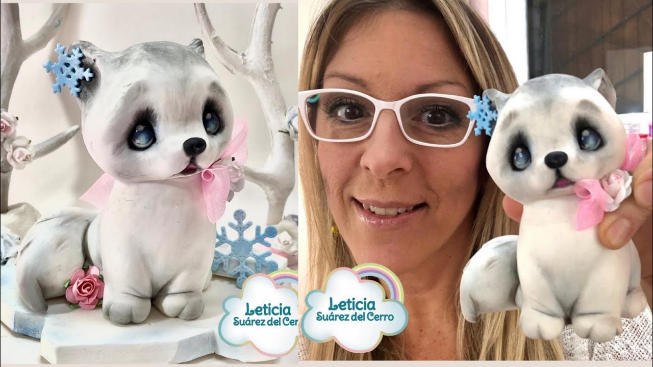 Perrito siberiano en porcelana fria Leticia Suárez del Cerro