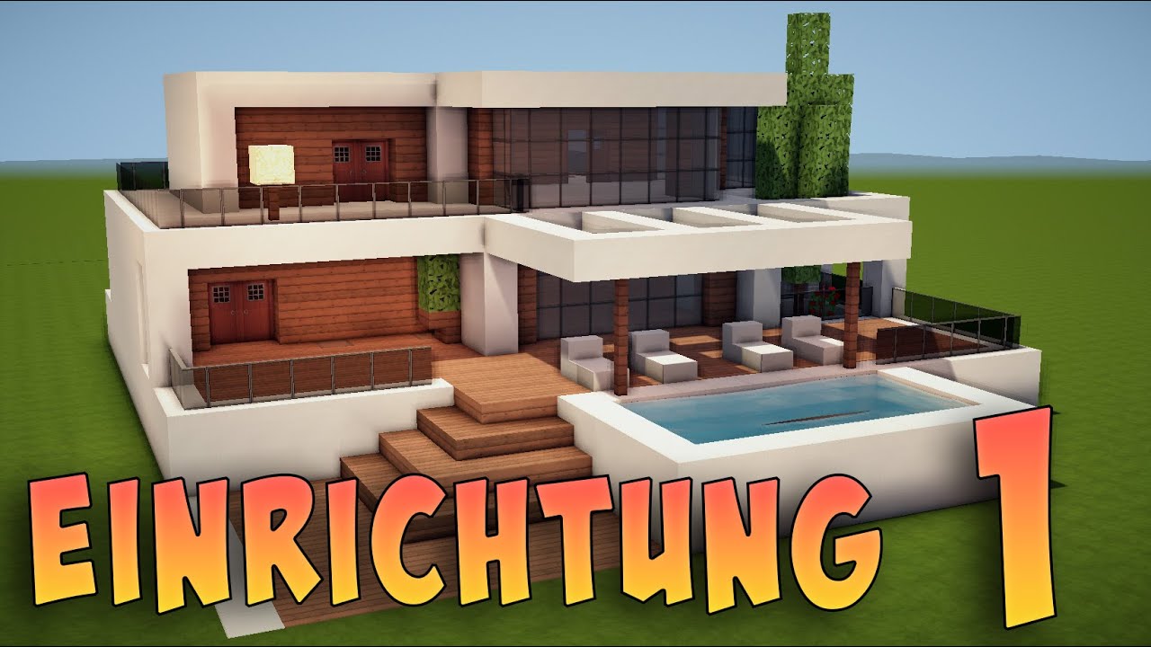 EINRICHTUNG der MODERNE VILLA mit POOL in MINECRAFT bauen TUTORIAL [HAUS 262]