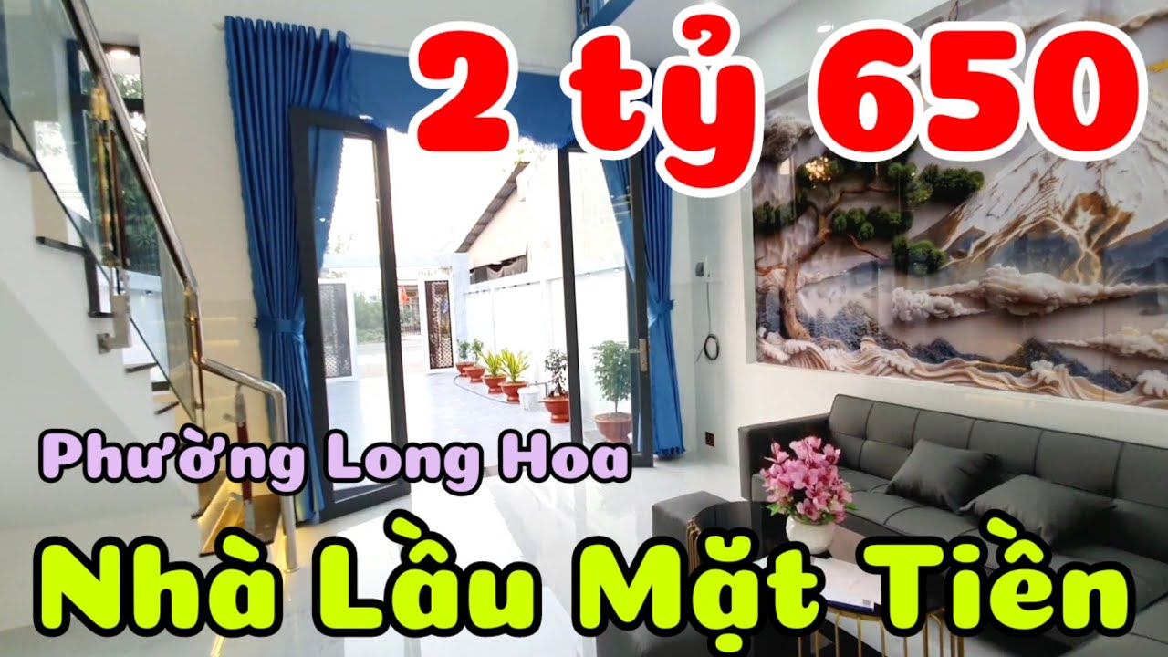 Nhà đẹp mặt tiền đường lớn mới xây 1 trệt 1 lầu giá 2 tỷ 650 triệu có hoàn công ở Long Hoa Tây Ninh
