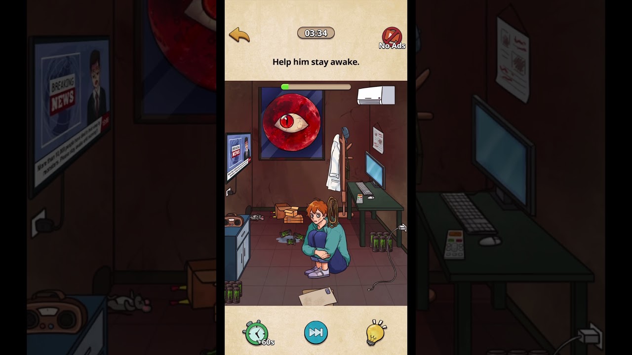 Nightmare Puzzle: The Unknown - Level 30 - Help him stay awake.
