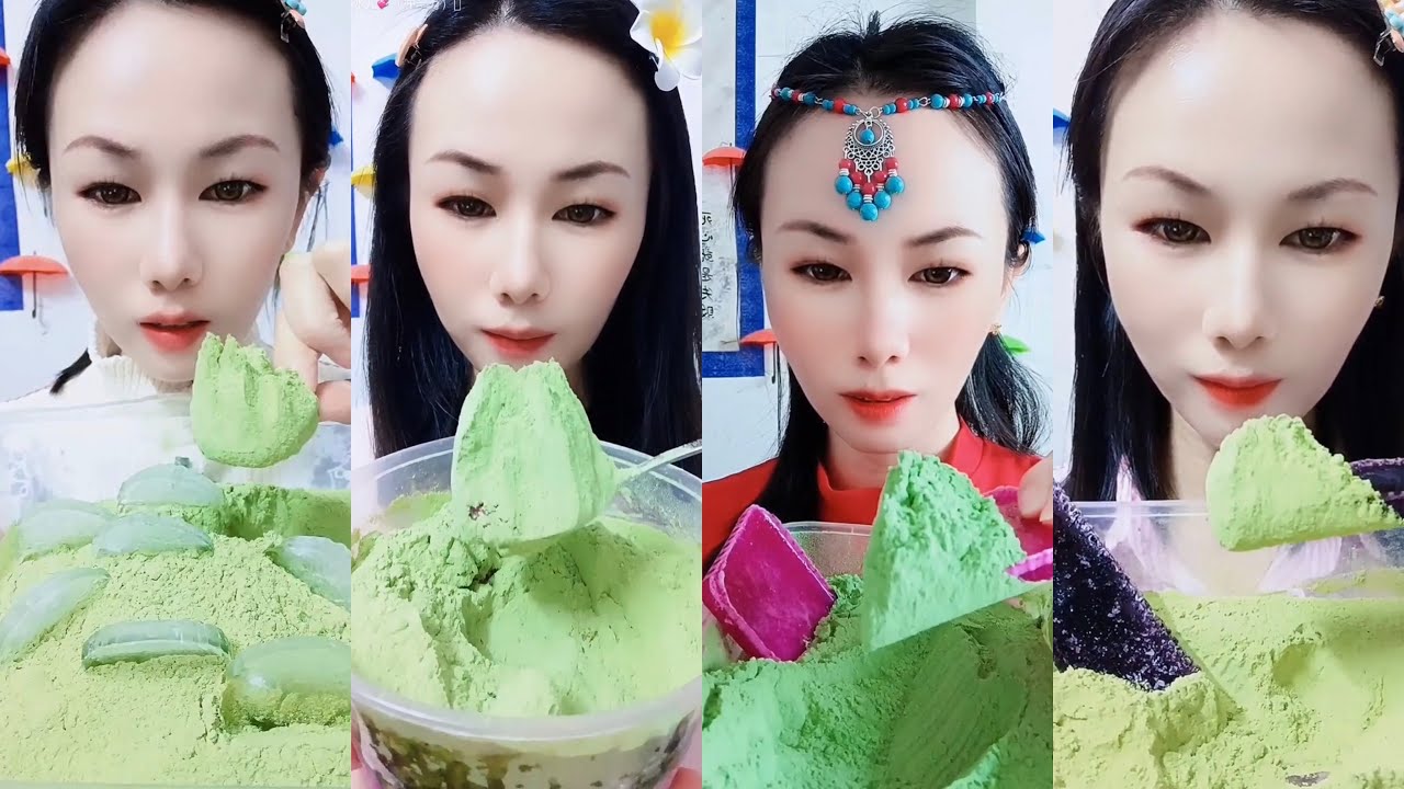 ASMR :Heavy Matcha powder ice|solo bites|Soft ice|crushed hard ice|white ice eating|V-good crunchy