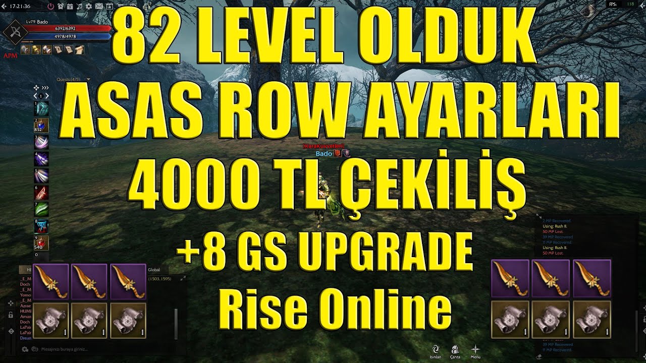 Rise Online 82 Level Olduk | +8 Upgrade | Asas Row Ayarları | 4000 TL Çekiliş