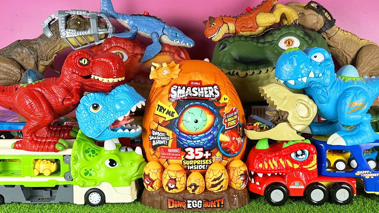 Satisfying ASMR Unboxing Jurassic World Dinosaur T-rex Triceratops Mosasaurus Carnotaurus Zuru Egg