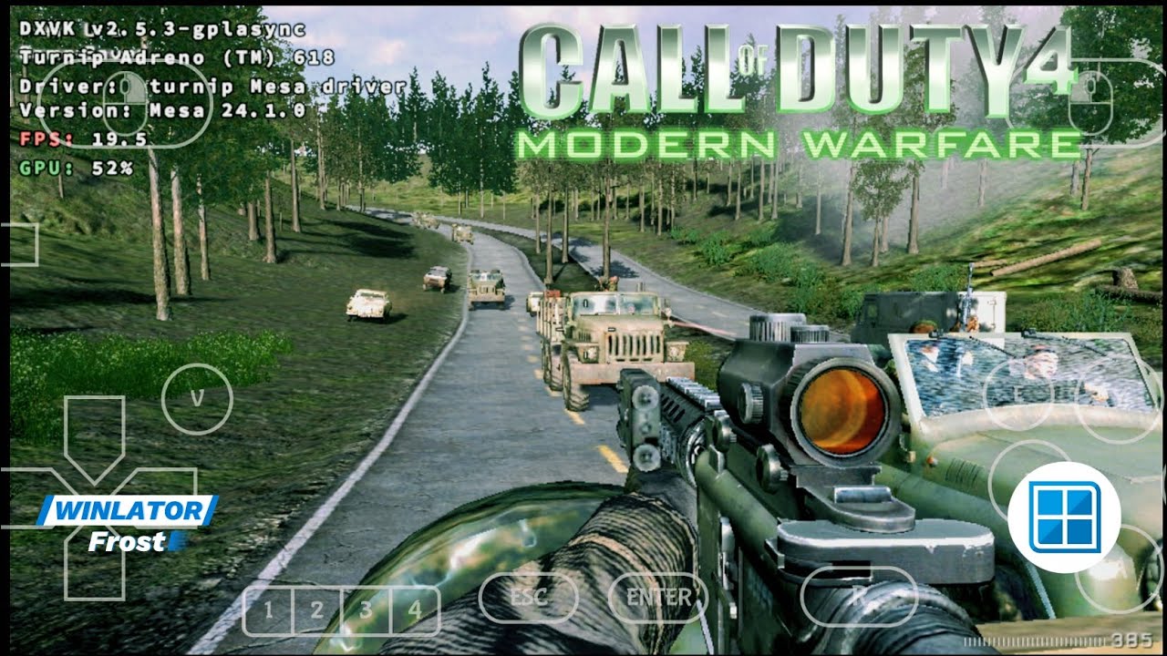 Winlator v9.0 Frost | Call of Duty 4: MW| Poco x3 NFC |sd 732g | (Windows on Android)| High Graphics
