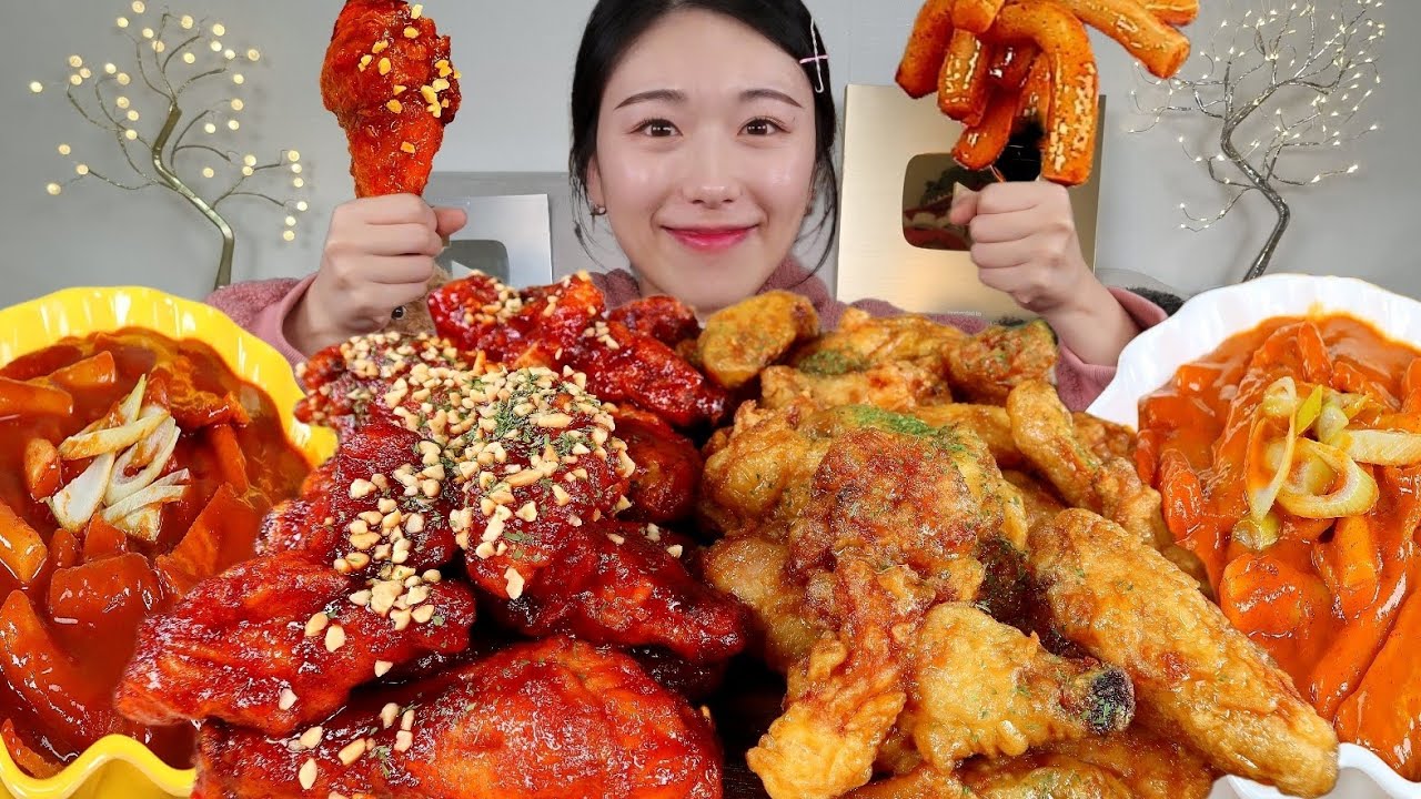 ASMR 단짠단짠 아라치 간치떡세트 (애간장치킨+떡볶이) 와 고추장퐁당치킨 치킨 떡볶이 리얼먹방 :)  FAKER CHICKEN  TTEOKBOKKI  MUKBANG