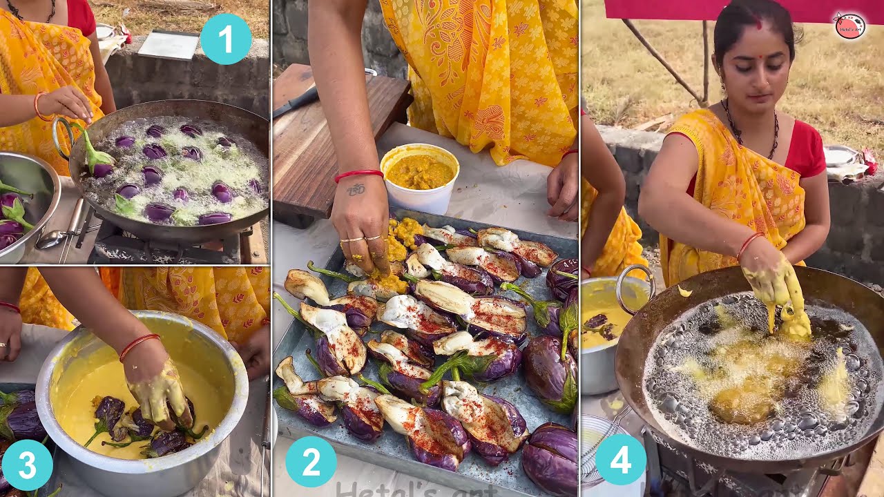 Brinjal masala bajji recipe - baingan pakora - indian style #yummy #diy #bainganpakora #recipe