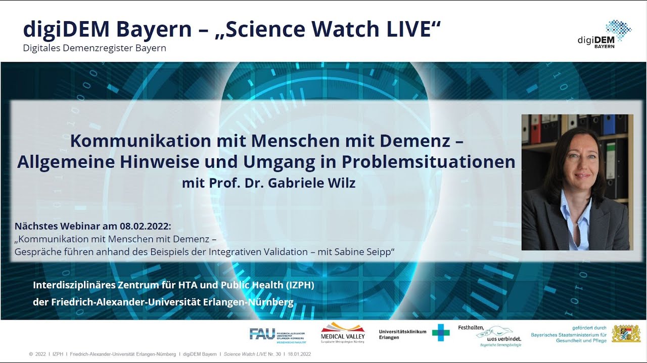 Webinar: Kommunikation mit Menschen mit Demenz–Allgemeine Hinweise und Umgang in Problemsituationen