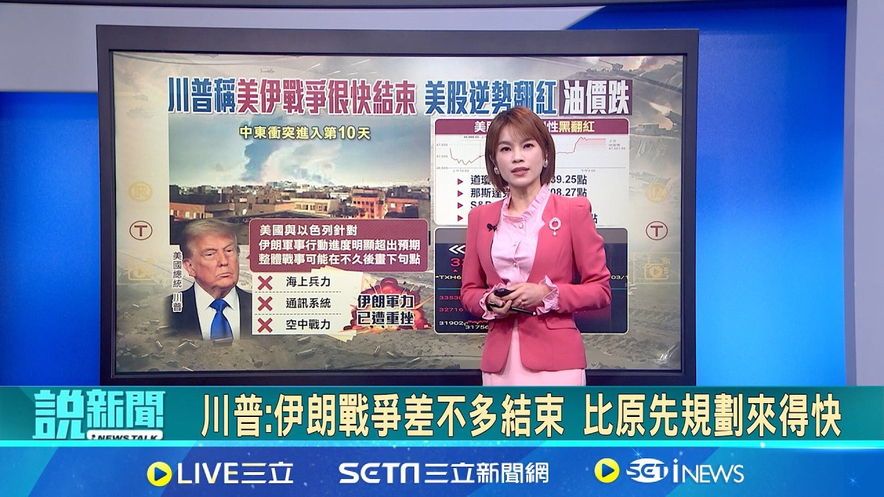 川普:伊朗戰爭差不多結束 比原先規劃來得快! 川普一句話 美股上演大驚奇 油價暴衝後急回落｜三立新聞網 SETN.com