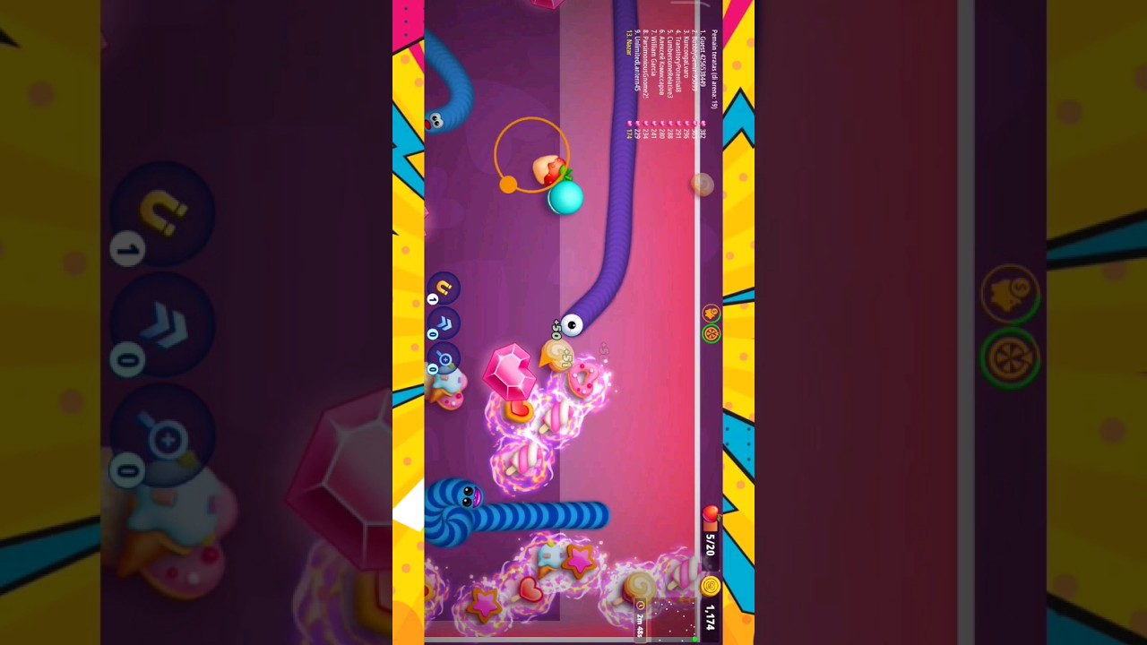 Worm Zone Magic gameplay - slither #2 #short #wormszone #wormszoneio #worms #gameandroid #gamecacing