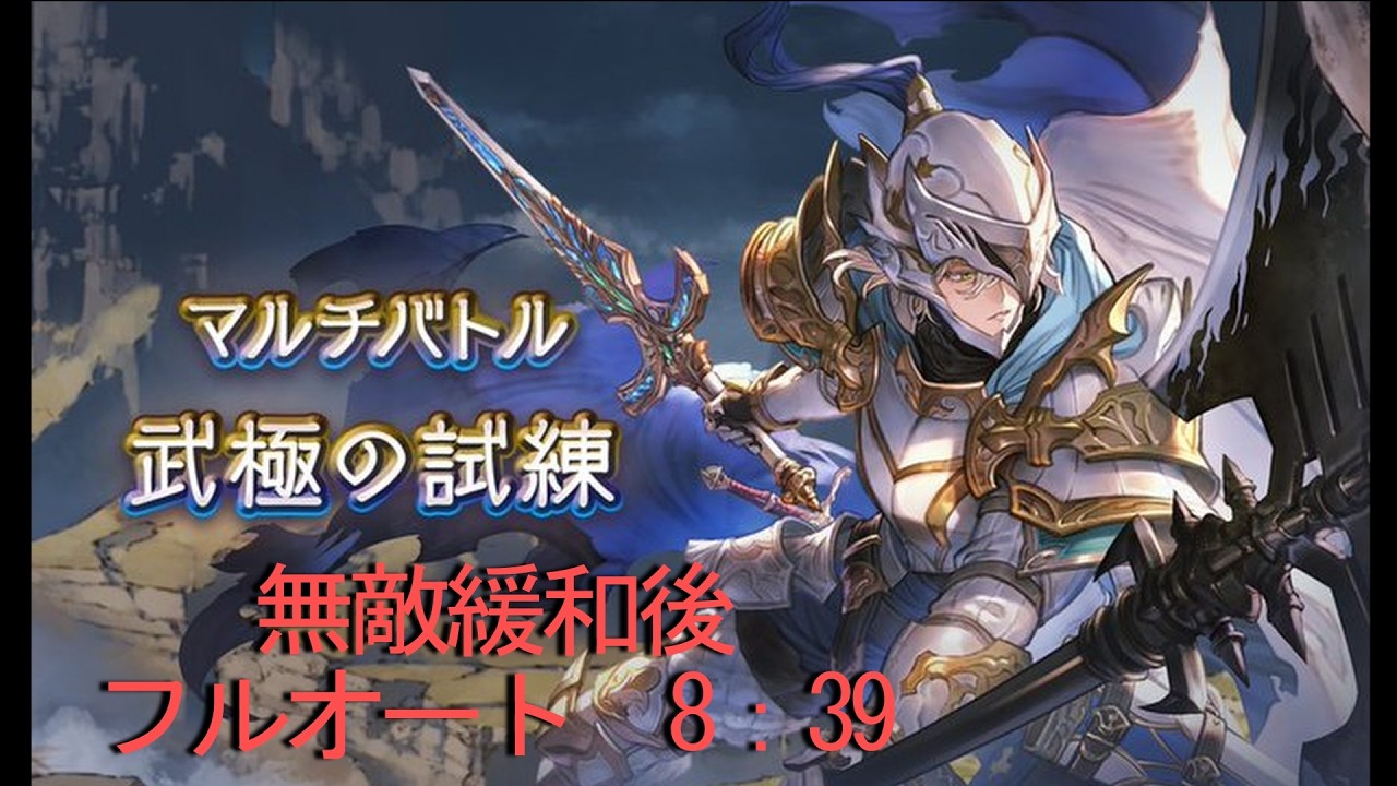 【グラブル】無敵緩和後　武極の試練　フルオートソロ　8分39秒