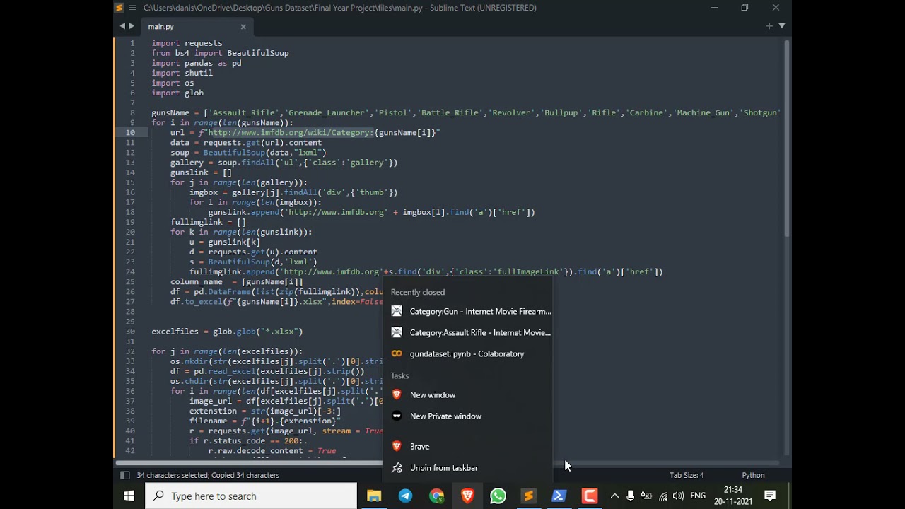 Scrapping Dataset from IMFDB for final year project using python.