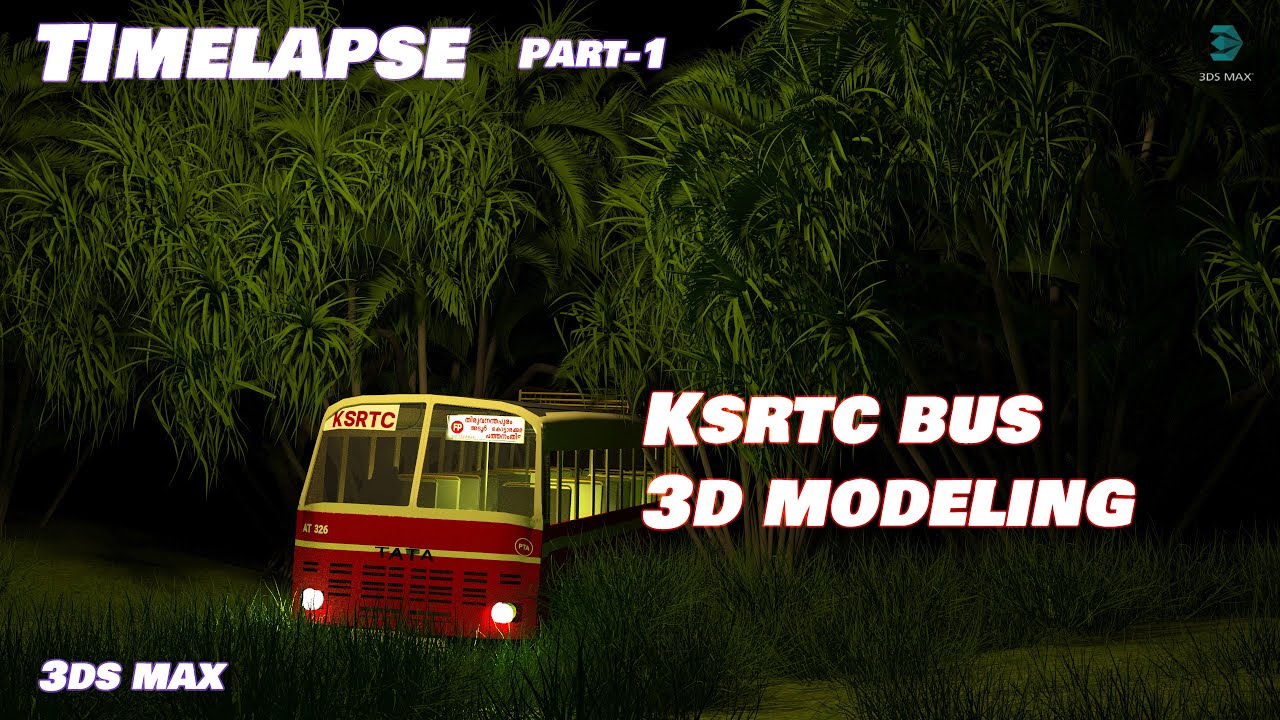 Old KSRTC Bus 3D modeling | 3Ds Max 3D Modeling Timelapse Tutorial|Part-1|abindesignz