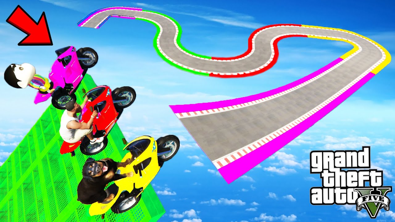 FRANKLIN TRIED IMPOSSIBLE ZIGZAG CURVY ROAD MEGARAMP PARKOUR CHALLENGE GTA 5 | SHINCHAN and CHOP