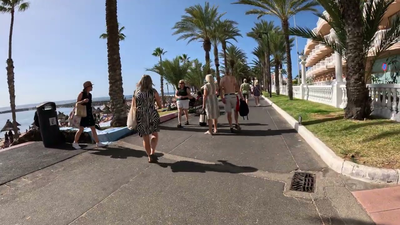 Playa de las Américas Tenerife Canary Islands Sunday Beachfront 4k Walking Tour Jan 2026 UHD GoPro