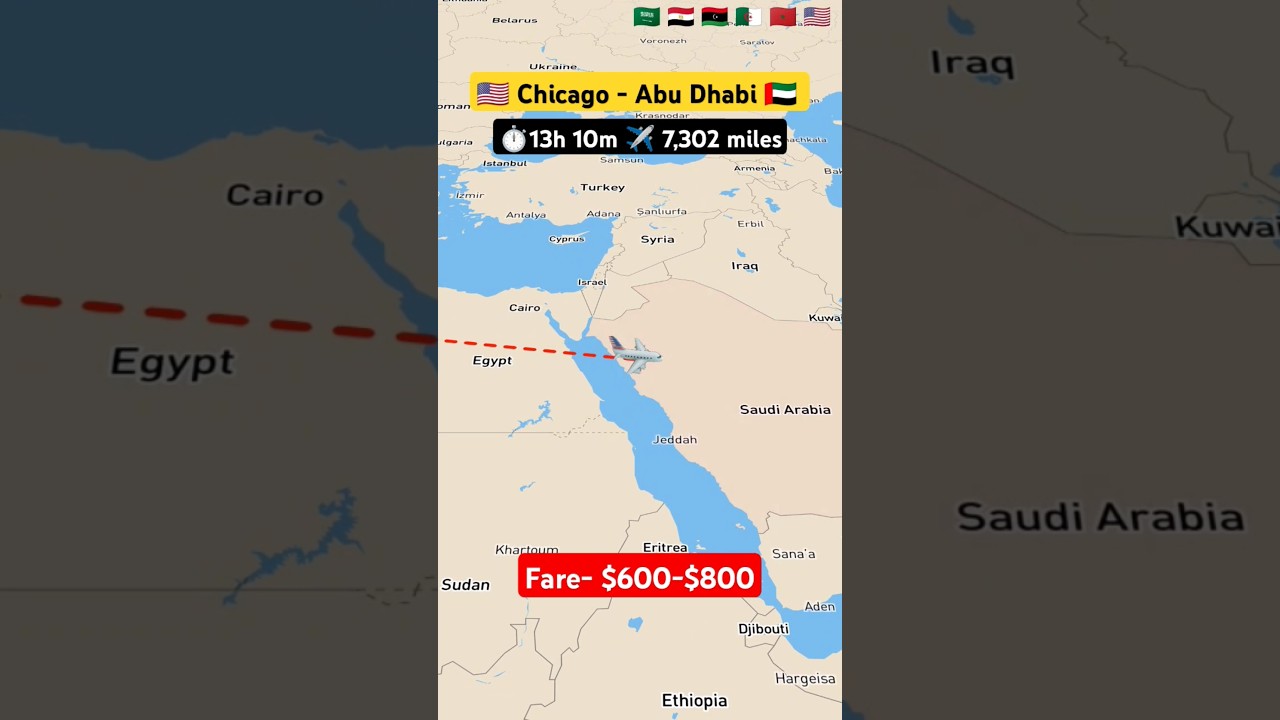 Chicago to Abu Dhabi flight ✈️ route explore live 