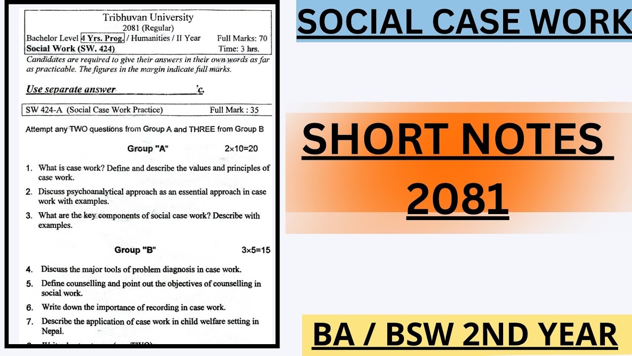 Social Case Work (SW 424 A) | Short Notes | TU Board Exam 2081 | BA / BSW 2nd Year