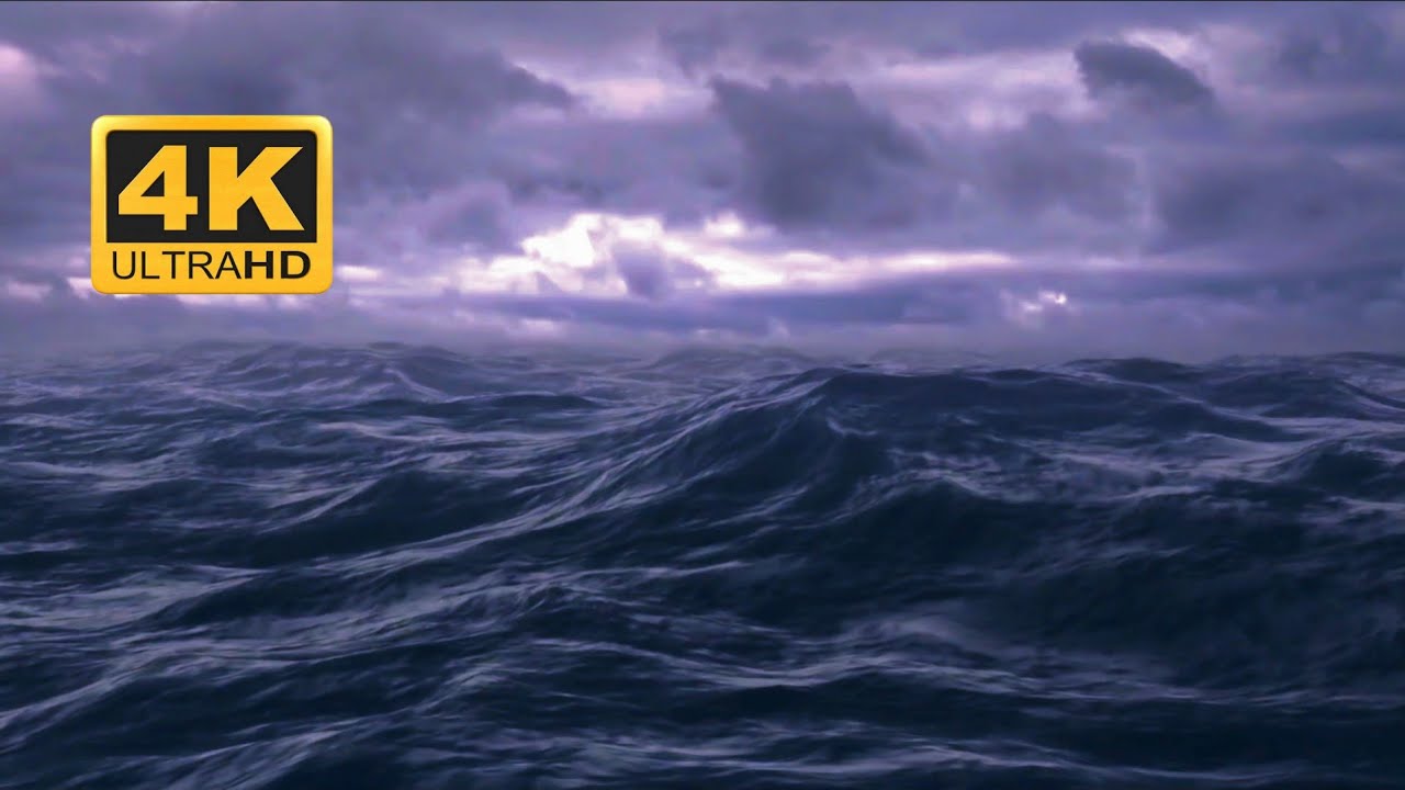 Deep Ocean wave Storm Sounds for Studying & Focus | 4K Dark Sea Ambience