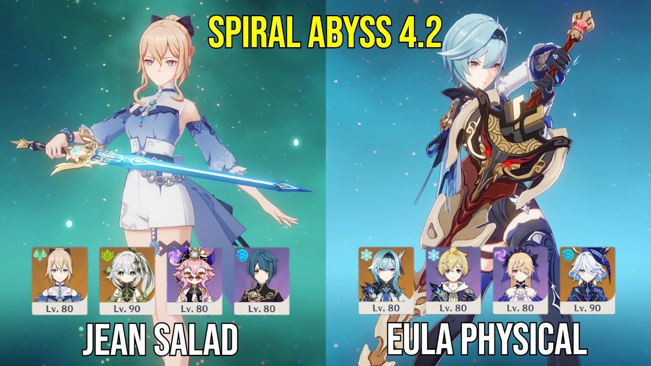 C3 Jean Salad & C0 Eula Physical DPS - Spiral Abyss 4.2 - Genshin Impact