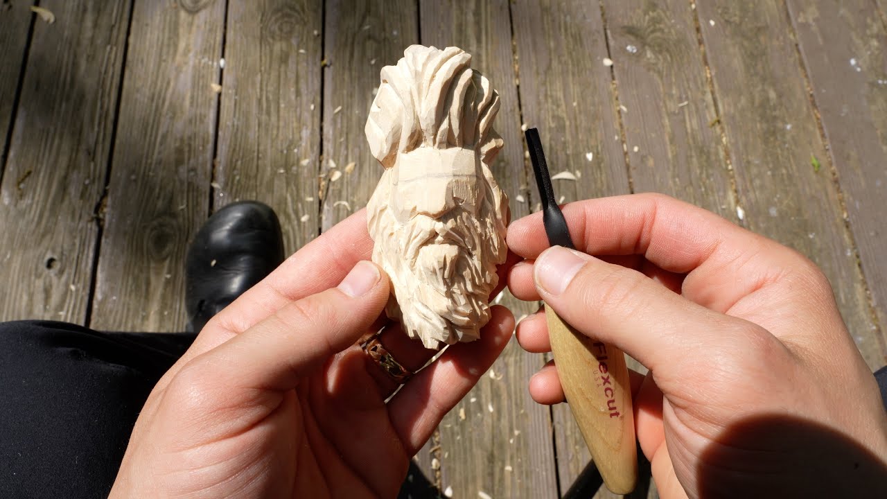 Wood Carving the Beard and Mustache--Easy Whittling Lesson