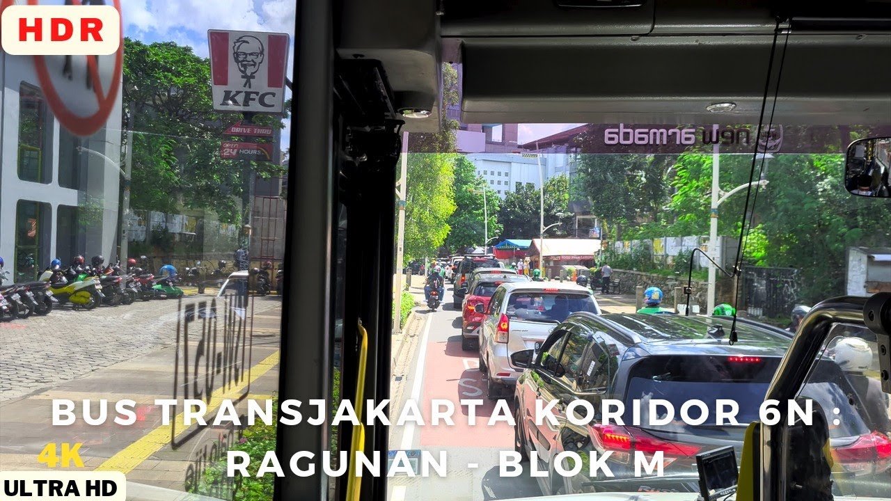 Around City In Bus TransJakarta Koridor 6N: Ragunan - Blok M [HDR] [4K]