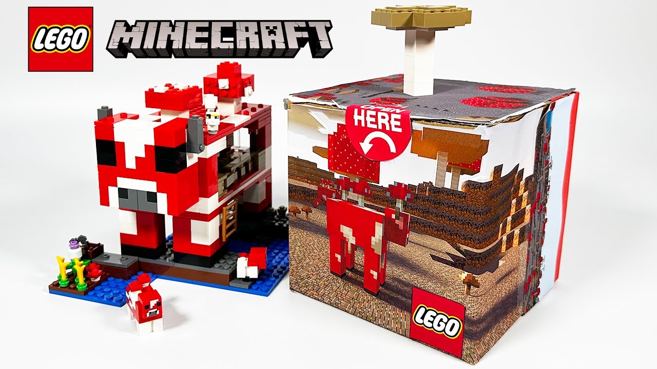 💚paper diy🩶LEGO MINECRAFT 21270 The Mooshroom House Blind Bags unboxing!