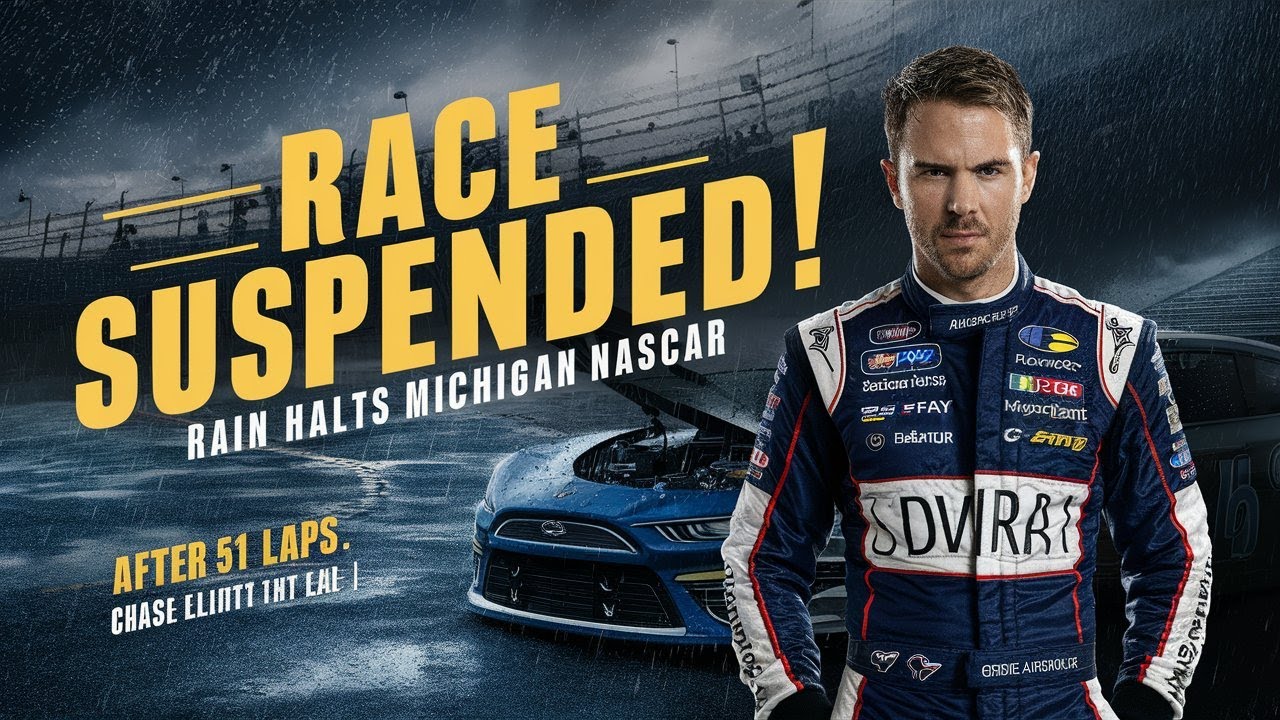NASCAR race at Michigan suspended by rain after 51 laps; Chase Elliott leads