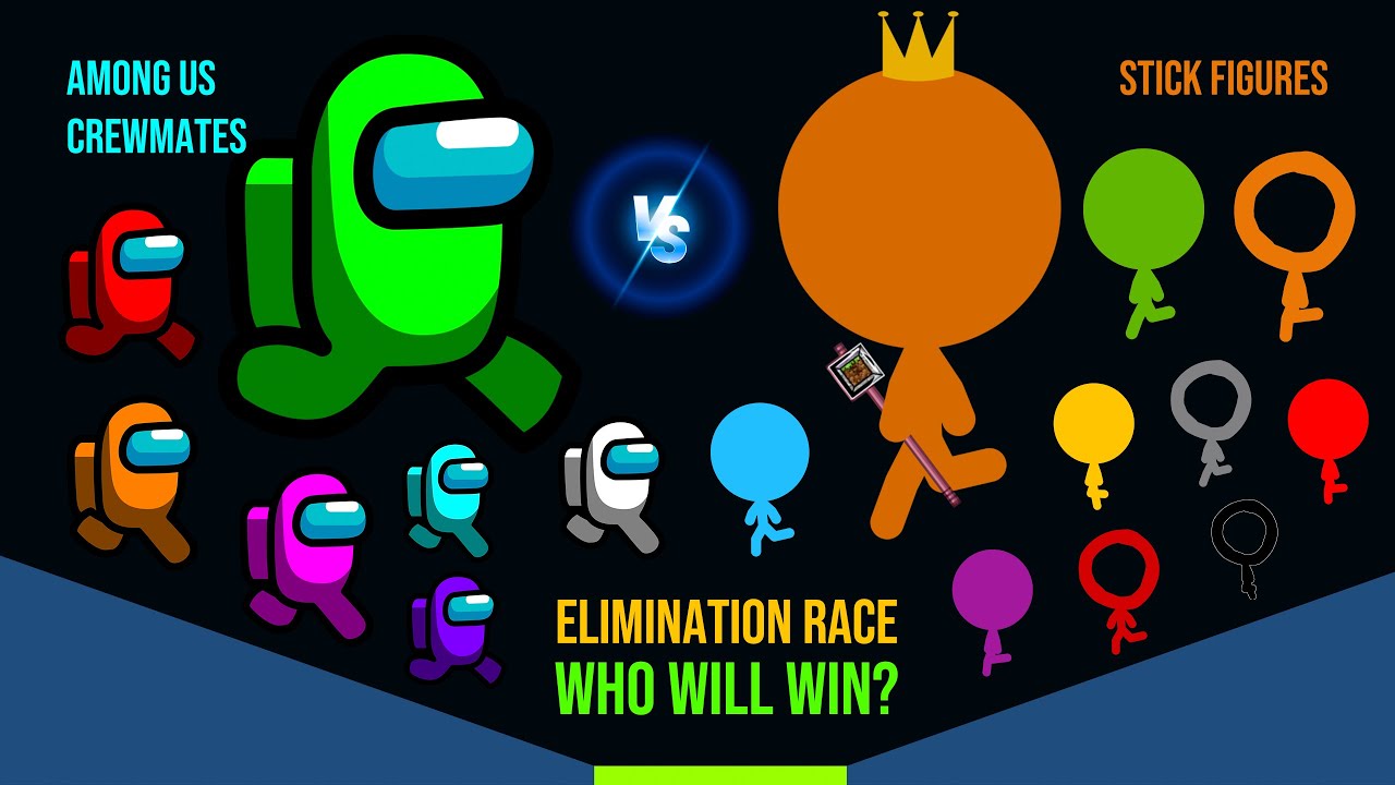 Among Us Crewmates vs Stick Figures - Elimination Marble Race in Algodoo